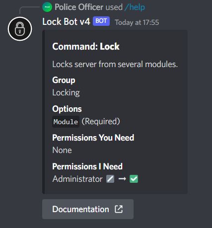 Help text for a lock command